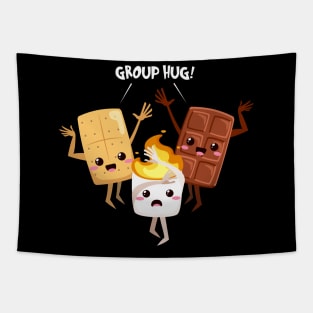 Funny Kawaii S'Mores Group Hug Tapestry