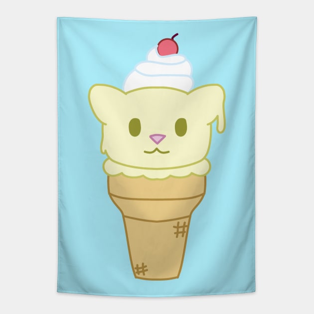 Ice cream cat vanilla Tapestry by chibifox