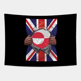 Greenland Flag Great Britain Flag Ripped - Gift for Greenlandic From Greenland Tapestry