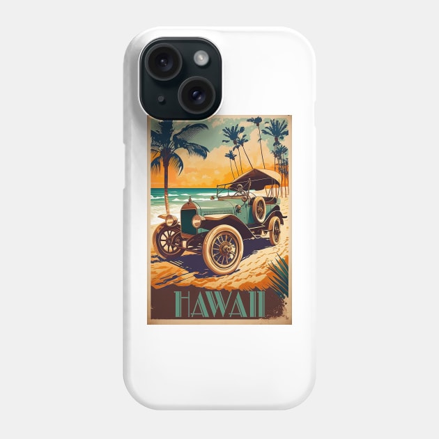 Hawaii Beach Buggy Vintage Travel Art Poster Phone Case by OldTravelArt