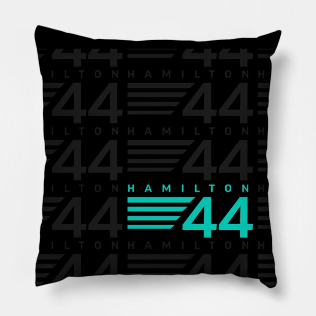 Lewis Hamilton 44 F1 Pillow by Rixta Tees