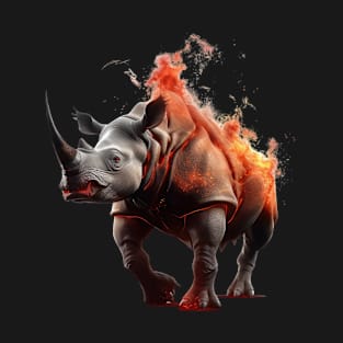 Infernal Horns: The Fiery Wrath of the Rhino Demon T-Shirt