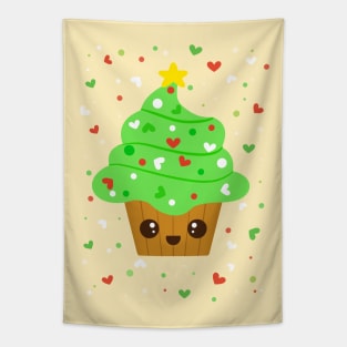 Cute christmas tree cupcake Tapestry