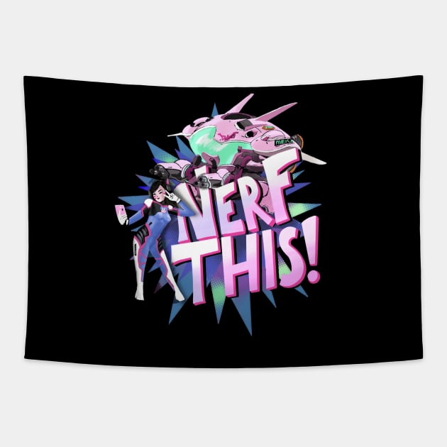 Nerf This - Overwatch DVA Tapestry by pamcaseyart