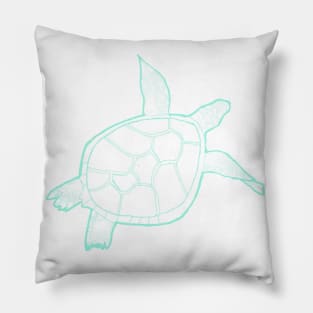 Swimming mint blue turtle Pillow