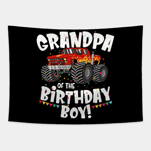 Monster Truck Grandpa Of The Birthday Boy Gift For Him Tapestry by Zoe Hill Autism
