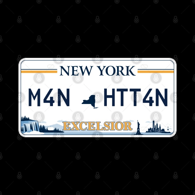 Manhattan car license plate by Travellers