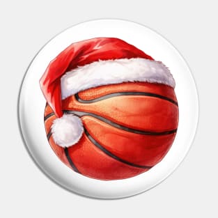 Christmas Basketball Ball in Santa Hat Pin