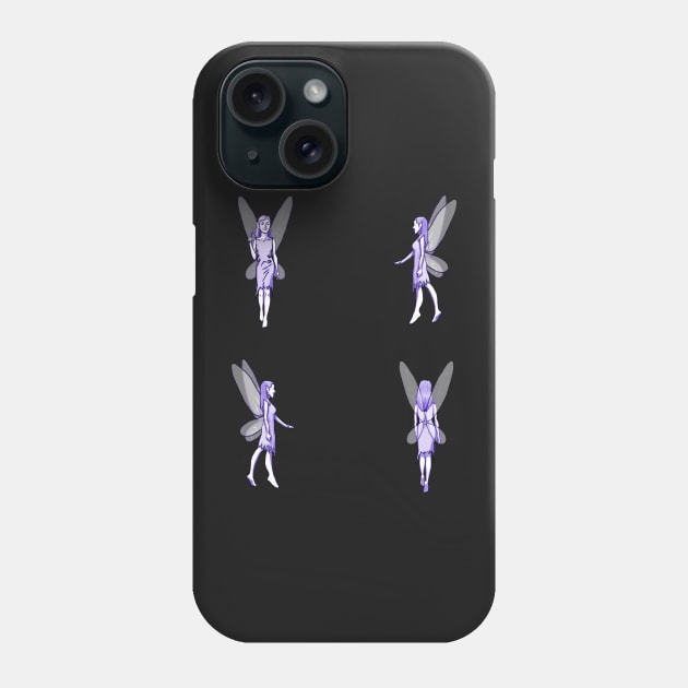 Purple Fairies on Black Phone Case by Elizabeths-Arts