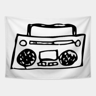Boombox Doodle Black Tapestry