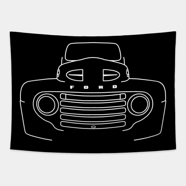 1948 Ford F-1 classic pickup truck white outline graphic Tapestry by soitwouldseem