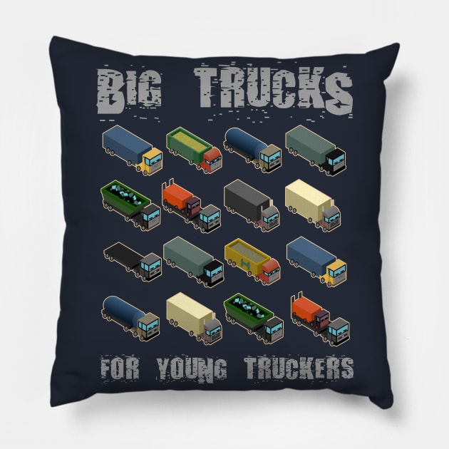 Big Trucks for young Trucker Boy Kids Pillow by Mewzeek_T