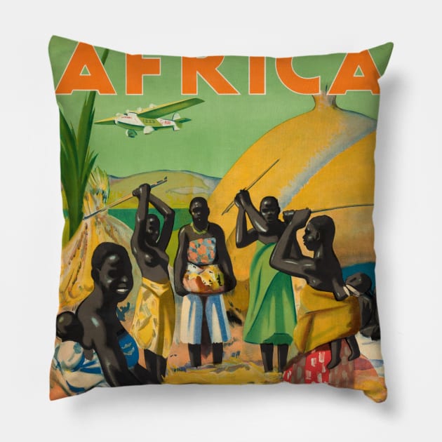 Africa Vintage Travel Poster 1932 Pillow by vintagetreasure