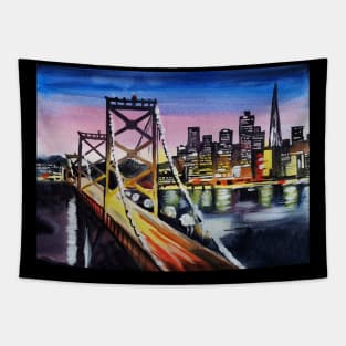 Cities by night Tapestry