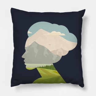 Woman Nature Background Pillow