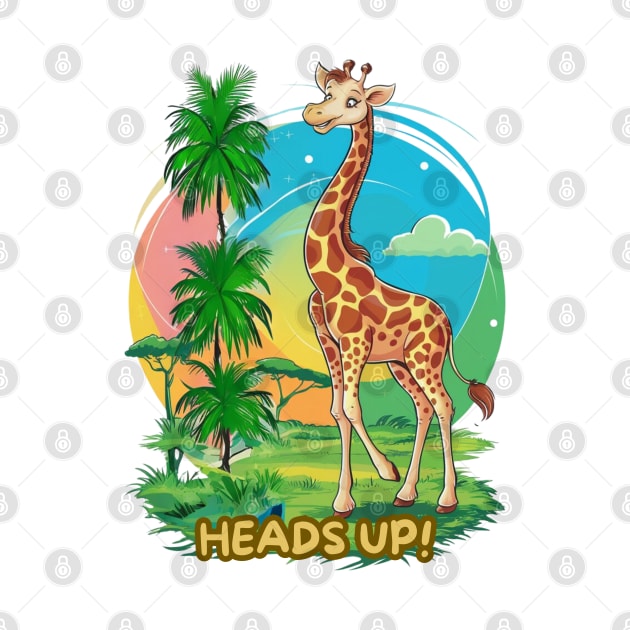 Cheerful giraffe 'Heads Up!' by Sniffist Gang