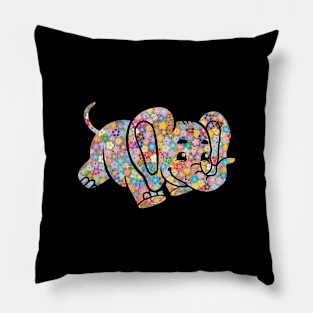 Elephant Colorful Flowers Gift Pillow