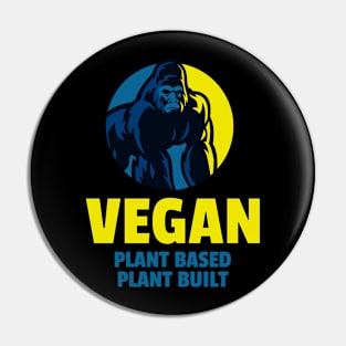 Vegan - Plant Based/Built - Gold & Blue Pin