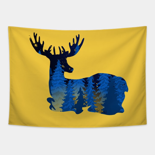 Blue Deer Silhouette Tapestry by Pastel.Punkk