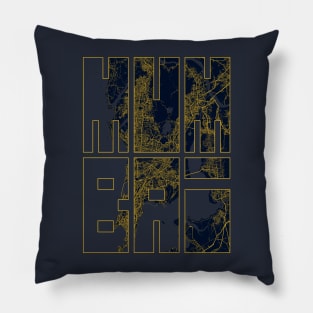 Mumbai, India City Map Typography - Gold Art Deco Pillow