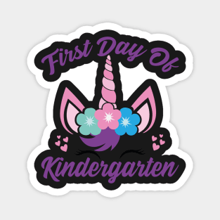 Unicorn With Purple Text | First Day of Kindergarten Magnet