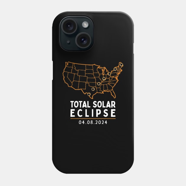 America Totality Total Solar Eclipse April 8 2024 USA Map Phone Case by Derrick Ly