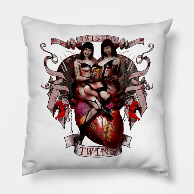 Twisted Twins (Soskabites) Pillow by MJHiblenART