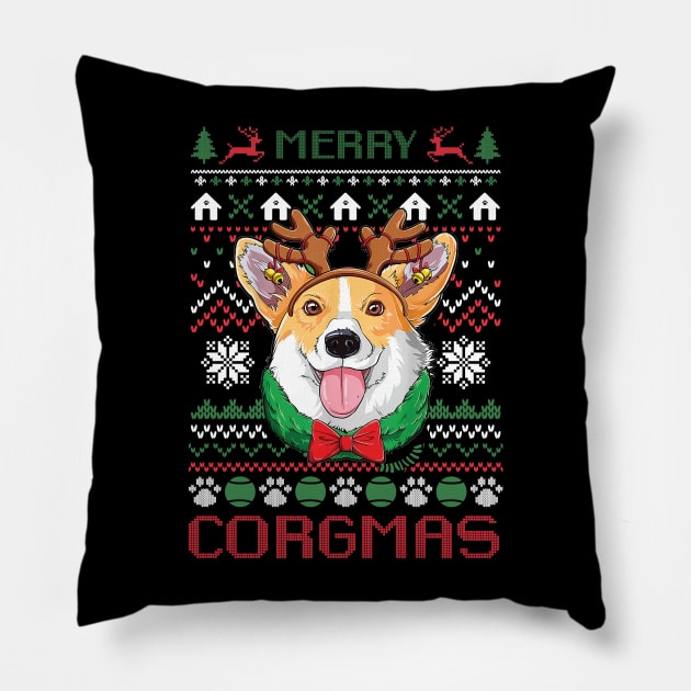 Merry Corgmas Pillow by Ampzy