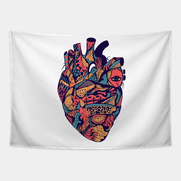 Retro Triad Transparent Heart Tapestry by kenallouis