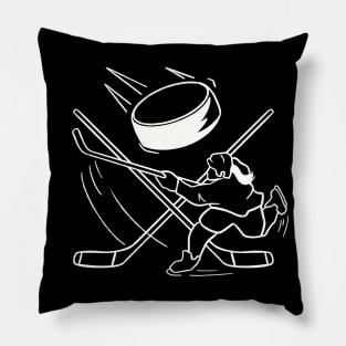 Hockey Player With Ponytail Women's Hockey Design Pillow