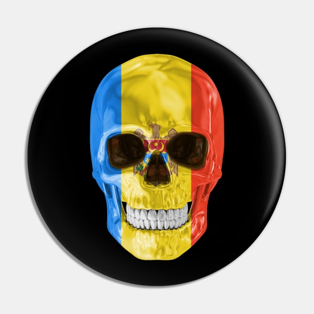 Moldova Flag Skull - Gift for Moldovan With Roots From Moldova Pin by Country Flags