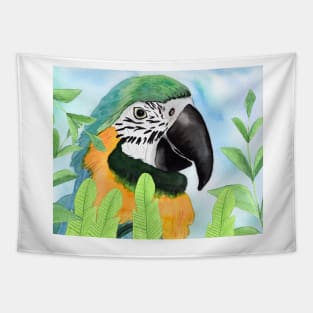 Parrot with tropical leaves Tapestry