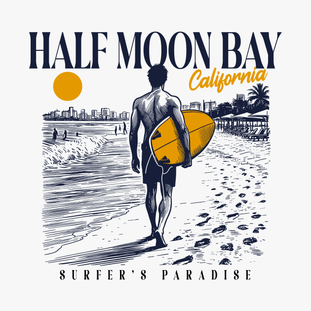 Vintage Surfing Half Moon Bay, California // Retro Surfer Sketch // Surfer's Paradise by Now Boarding