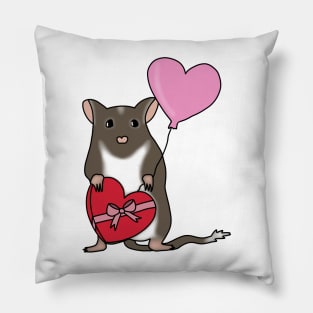 Cute brown gerbil with heart balloon and chocolates Pillow