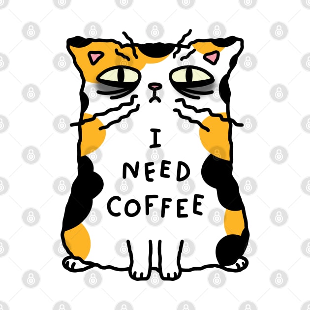 Calico cat - I need coffee by Nikamii