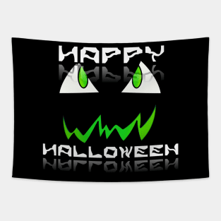 Jack O Lantern Face - Happy Halloween Costume - Glowing Green Tapestry