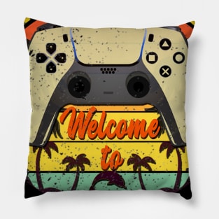 LEVEL 1 UNLOCKED WELCOME TO 2021 Funny Gift for Husband and wife With Mod Control Video Games  Vintage and Retro Hawaii beach For 1st Celebrate gift, 1st Holiday of year and Anniversary Gifts Pillow