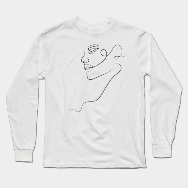 One Line Drawing Abstract Face One Line Drawing Long Sleeve T Shirt Teepublic