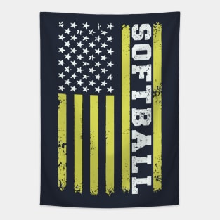 Softball American Flag Tapestry