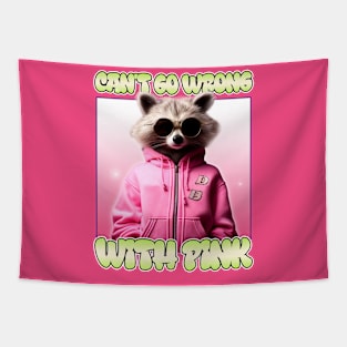 Funny Raccoon Pink Tapestry