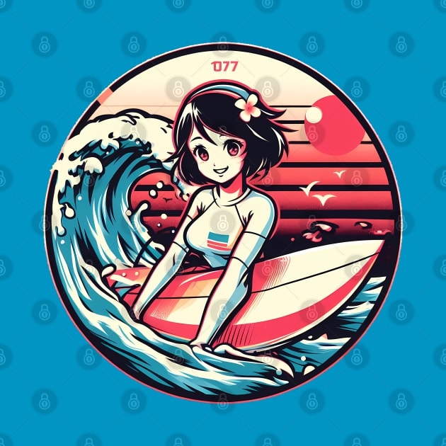 Cute retro surfer girl by MightyBiscuit
