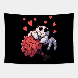 Cute valentine jumping spider Tapestry