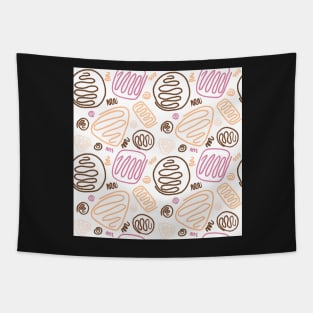 Pink Beige One Line Shapes Tapestry