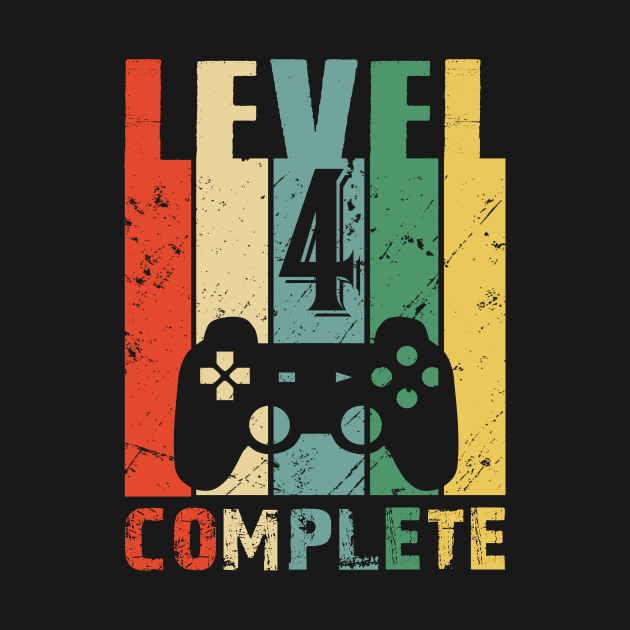 Vintage 4th Wedding Anniversary Level 4 Complete Video Gamer Birthday Gift Ideas by smtworld