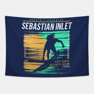 Retro Surfing Sebastian Inlet, Florida // Vintage Surfer Beach // Surfer's Paradise Tapestry