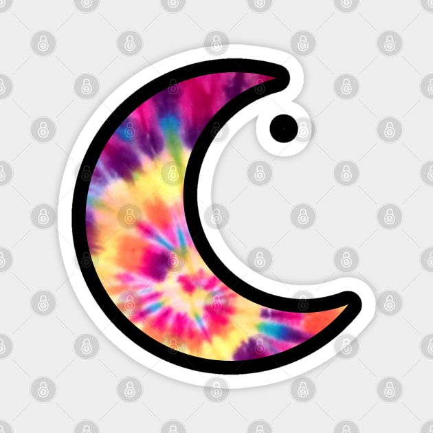 Tie Dye Crescent Moon Sticker Magnet by aterkaderk