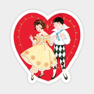 Vintage Valentine's Day Heart and Harlequin Magnet