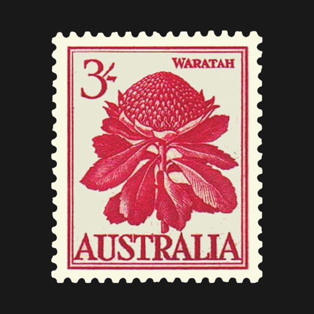 Australian Waratah Vintage Postage Stamp by Mark Richards