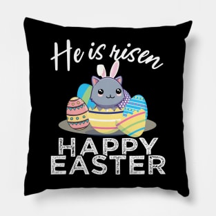 Cute Cat Bunny Ears Easter Egg Hunt Risen Bible Pillow