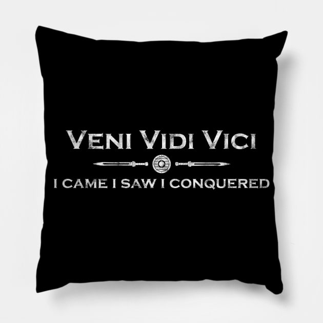 Veni Vidi Vici - Latin saying Pillow by Modern Medieval Design